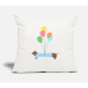 Sausage Dog With Balloons Natural White Pillow